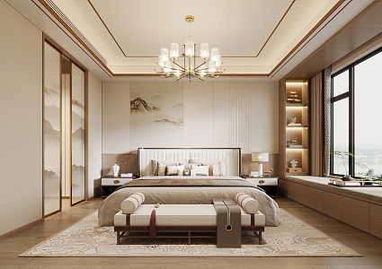 New Chinese bedroom 3d model