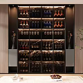 Elegant Modern Wine Cabinet with Glass Doors Built-in Glass Racks Wine Bottle Storage and Lighting