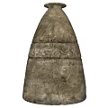 Ceramic Sculpture With Intricate Carvings In Conical Shape On Stone Base
