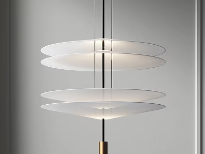 Modern Pendant Light With Multi Layer Circular White Shades And Metal Frame Design 3d model