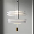 Modern Pendant Light With Multi Layer Circular White Shades And Metal Frame Design 3d model