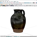Handcrafted Dark Striped Earthenware Jug With Brown Base And Smooth Surface