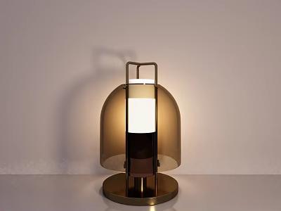 Modern Table Lamp With Transparent Glass Shade Metal Frame And Round Base Illuminated 3d model