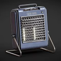 Vintage National Electric Heater With Blue Exterior Metal Stand And Glowing Grid