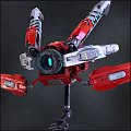 Advanced Red Mechanical Robot With Multiple Arms And Blue Core 3d model