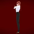 Red Haired Human Character In White Shirt Tie Making Heart Shape Hands On Red Background