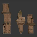 Classical Architectural Ruins Fragments Featuring Stone Arches Columns And Walls