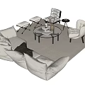 Modern Beige L shaped Sofa Coffee Table Set With Glass Top And Accent Chairs