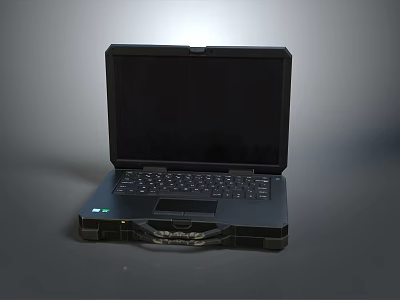 Durable Portable Black Industrial Rugged Laptop With Handle Functional Keyboard And Screen 3d model
