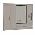 Modern Light Luxury Gray Shoe Cabinet With Cushion Seat Drawers And Storage