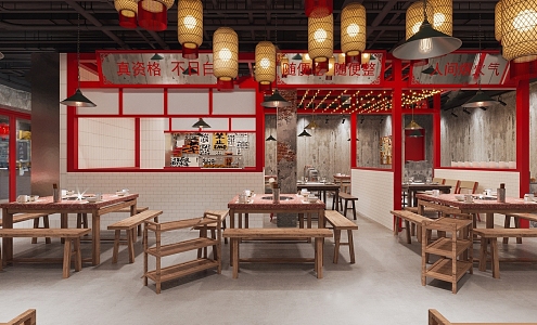 Industrial LOFT Hot Pot Shop Market Hot Pot Shop 3d model