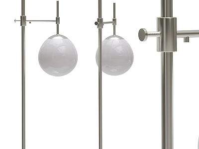 Modern Minimalist Floor Lamp With Metallic Silver Stand And White Spherical Shade 3d model