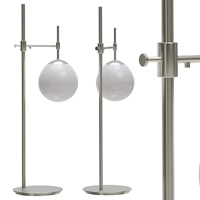 Modern Minimalist Floor Lamp With Metallic Silver Stand And White Spherical Shade 3d model