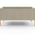 Light Gray Fabric Two Seater Sofa With Wooden Legs And Modern Minimalist Design