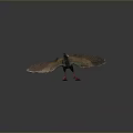 Flying Prehistoric Creature Model With Large Wings Green Brown Feathers Red Beak Claws