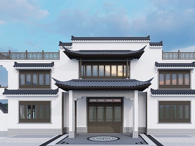 New Chinese Style Folk House Ancient Architecture Homestay Architecture Country Folk House Ancestral Temple Ancestral Hall Courtyard Horse Head Wall 3d model