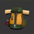 Stylish Yellow Green Backpack With Decorative Patches And Small Accessories
