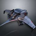 Futuristic Sci Fi Spaceship With Sleek Aerodynamic Design And Red Accents