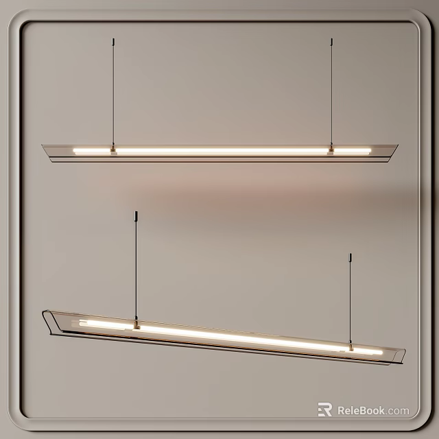 Modern Linear LED Pendant Lights with Sleek Design for Dining Room Kitchen Hanging Ceiling 3d model
