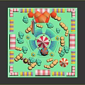 Modern Amusement Park Scene With Carousel Colorful Buildings Balloons And Umbrella Decorations