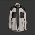 Stylish Outerwear Design With Cream And Black Color Blocking And Functional Pockets