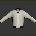 Stylish White Bomber Jacket with Red Collar Cuffs Hem and Zipper Design