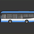Modern Blue And White Bus With Blue Seats And Large Windows Design