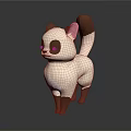Cute 3D Animal Character With White Brown Fur And Pink Ears Standing Pose