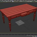 Sturdy Distressed Vintage Wooden Desk With Functional Drawers And Carved Legs