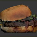 Delicious Grilled Beef Burger With Golden Brown Bun And Fresh Lettuce