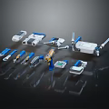 Collection of Medical Instruments Featuring Blue White Yellow Precision Tools And Devices