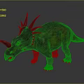 Realistic 3D Horned Dinosaur Model With Spiked Frill Nasal Horn and Brown Yellow Skin