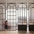 French Style Glass Partition French Style Screen Partition French Style Glass Screen Screen Partition Embossed Glass 3d model