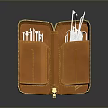 Orange Leather Tool Organizer Pouch with Various Tools for Household Use 3d model