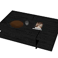 Modern Dark Wood Coffee Table With Golden Bowl Glass Cup And Books In Living Room