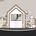 Stylish House Shaped Photo Spot With Balloons Fairy Lights And Small Car Decorations