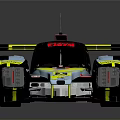 Blue And Yellow LMP Race Car Showcasing Aerodynamic Design Streamlined Body Rear Wing And Logos