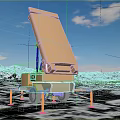 Industrial Trailer Mounted Equipment Featuring Tilted Top Structure In Desert Mountain Landscape