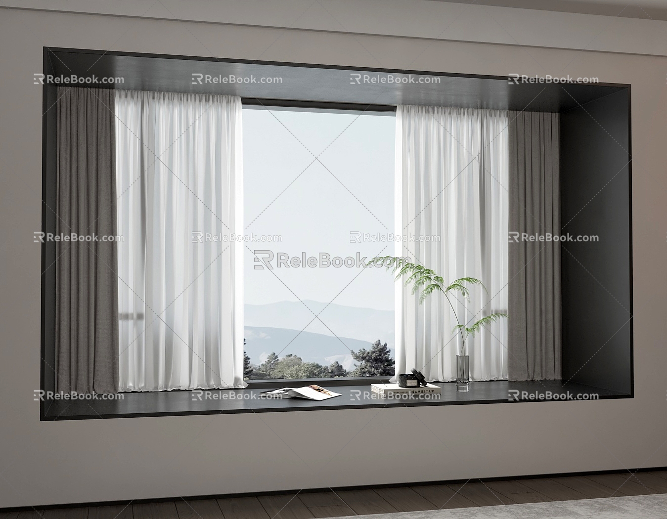 Floating Window Dream Curtain Shangri-La Curtain Gauze Curtain 3d model