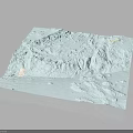 3D Terrain Model With Light Blue Surface And Detailed Mountainous Undulating Topography 3d model