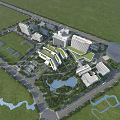 Modern Hospital Buildings With Green Roofs And Surrounding Landscape Architecture