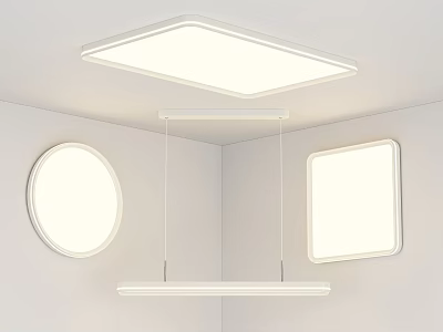 Modern Lighting Combinations With Round Square And Strip Ceiling Wall Fixtures 3d model