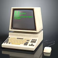 Vintage Computer Setup With Old Monitor Keyboard Mouse And Cable