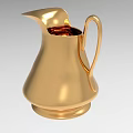 Golden Metallic Pitcher With Shiny Surface Curved Handle And Elegant Design
