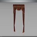 Red Decorative Archway With Gold Embellishments And Hanging Tassel Details