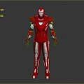 Iron Man Red And White Armor In Standing Pose With Gray Background 3d model