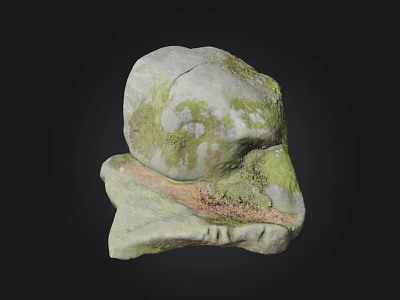 Natural Stone Decor With Green Moss Covered Surface And Stacked Base For Outdoor 3d model