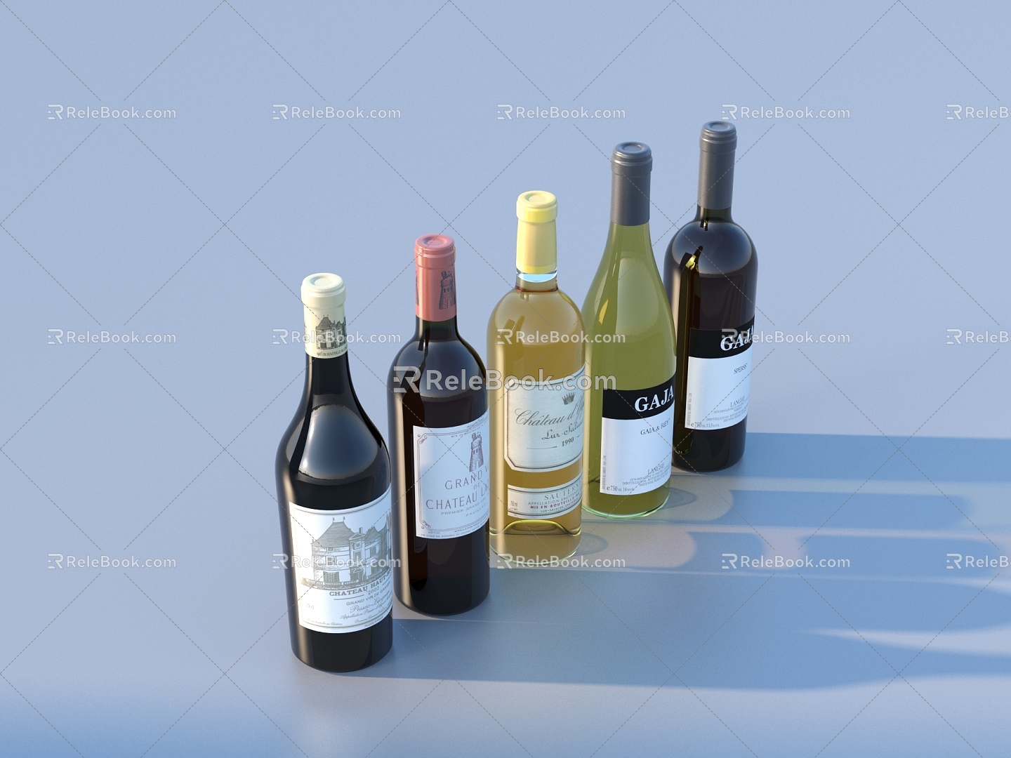 Wine Bottle Wine Food Kitchen Supplies 3d model