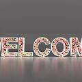 3D Welcome Letters Adorned With Vibrant Flower Decorations On Smooth Surface