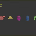 Various Styles of Shiny Metal Helmets Arranged on Dark Background